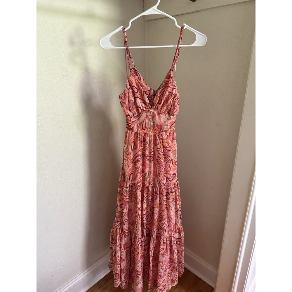 Women's Maxi Dress Small Paisley Braided Strap Tiered Jessica Simpson